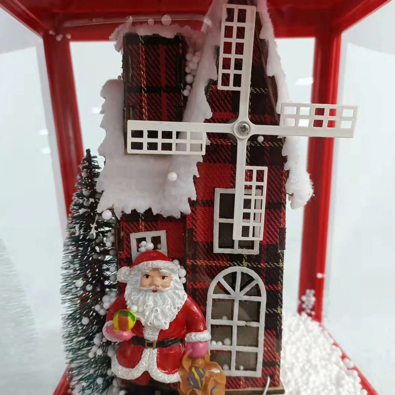 Fraser Hill Farm Let It Snow Series 15.5-In. Musical Tabletop Lantern With Santa And Windmill Scene, Cascading Snow, And Christmas Carols, Red 9 Fraser Hill Farm Let It Snow Series 15.5-In. Musical Tabletop Lantern With Santa And Windmill Scene, Cascading Snow, And Christmas Carols, Red - Image 9