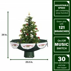 Fraser Hill Farm Let It Snow Series 29-In. Green Tree W/ Star Topper, Green Umbrella Base, Animated Musical Snow -Christmas store unnamed file 216