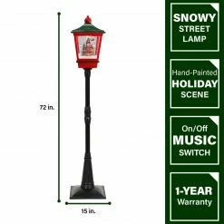 Fraser Hill Farm Let It Snow Series 6-Ft. Musical Street Lamp With Flying Santa Scene, Cascading Snow, And Christmas Carols, Black/Red/Green -Christmas store unnamed file 2168