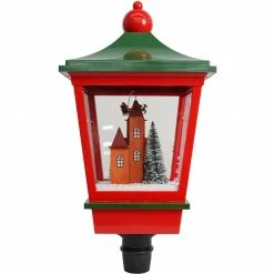 Fraser Hill Farm Let It Snow Series 6-Ft. Musical Street Lamp With Flying Santa Scene, Cascading Snow, And Christmas Carols, Black/Red/Green -Christmas store unnamed file 2174