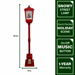 Fraser Hill Farm Let It Snow Series 53-In. Musical Street Lamp With Lighted Base, Seesaw Santa, Cascading Snow, And Christmas Carols, Red -Christmas store unnamed file 2183