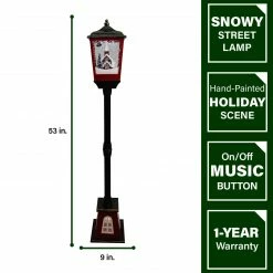 Fraser Hill Farm Let It Snow 53-In. Musical Street Lamp W/ Lighted Base, Flying Santa, Cascading Snow, And Christmas Carols, Black/Bronze/Red -Christmas store unnamed file 2198