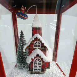 Fraser Hill Farm Let It Snow 53-In. Musical Street Lamp W/ Lighted Base, Flying Santa, Cascading Snow, And Christmas Carols, Black/Bronze/Red -Christmas store unnamed file 2203