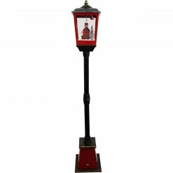 Fraser Hill Farm Let It Snow 53-In. Musical Street Lamp W/ Lighted Base, Flying Santa, Cascading Snow, And Christmas Carols, Black/Bronze/Red -Christmas store unnamed file 2206