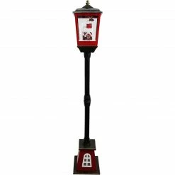 Fraser Hill Farm Let It Snow 53-In. Musical Street Lamp W/ Lighted Base, Flying Santa, Cascading Snow, And Christmas Carols, Black/Bronze/Red -Christmas store unnamed file 2207