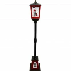 Fraser Hill Farm Let It Snow 53-In. Musical Street Lamp W/ Lighted Base, Flying Santa, Cascading Snow, And Christmas Carols, Black/Bronze/Red -Christmas store unnamed file 2208
