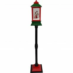 Fraser Hill Farm Let It Snow Series 49-In. Musical Mini Street Lamp With Santa Scene, Cascading Snow, And Christmas Carols, Black/Red/Green -Christmas store unnamed file 2218