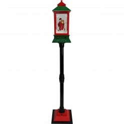 Fraser Hill Farm Let It Snow Series 49-In. Musical Mini Street Lamp With Santa Scene, Cascading Snow, And Christmas Carols, Black/Red/Green -Christmas store unnamed file 2220