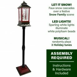 Fraser Hill Farm Let It Snow Series 49-In. Musical Mini Street Lamp With Snow Family, Cascading Snow, And Christmas Carols, Black/Bronze/Red -Christmas store unnamed file 2225