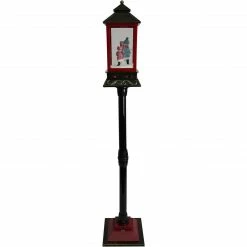 Fraser Hill Farm Let It Snow Series 49-In. Musical Mini Street Lamp With Snow Family, Cascading Snow, And Christmas Carols, Black/Bronze/Red -Christmas store unnamed file 2235
