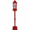 Fraser Hill Farm Let It Snow Series 49-In. Musical Mini Street Lamp With Santa And Snowman Scene, Cascading Snow, And Christmas Carols, Red