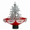 Fraser Hill Farm Let It Snow Series 29-In. White Tree W/ Star Topper And Red Umbrella Base, Animated Musical Snow