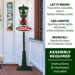 Fraser Hill Farm Let It Snow Series 71-In. Square Street Lamp With Christmas Tree, Animated Musical Snow Decoration, Green -Christmas store unnamed file 2291