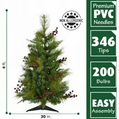 Fraser Hill Farm Set Of 2, 4-Ft. Newberry Pine Artificial Tree, Various Lighting Options -Christmas store unnamed file 232