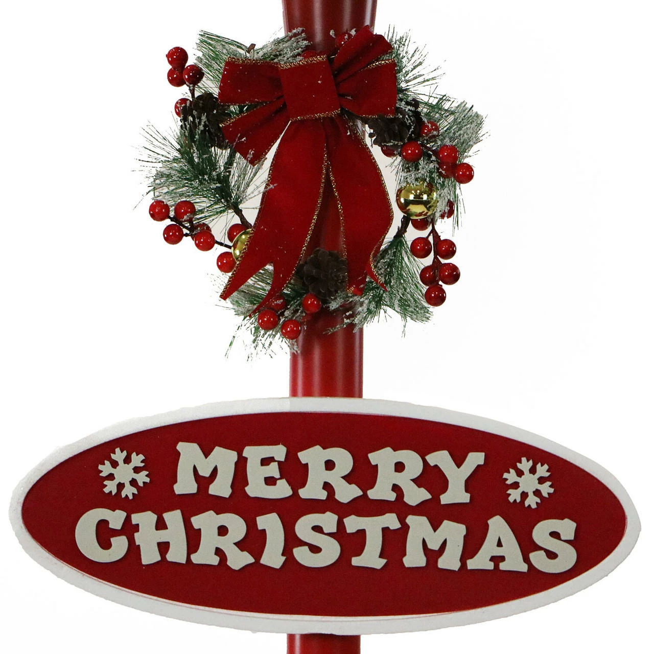 Fraser Hill Farm Let It Snow Series 71" Musical Street Lamp In Red W/ Christmas Tree, 2 Signs, Cascading Snow, Music 9 Fraser Hill Farm Let It Snow Series 71" Musical Street Lamp In Red W/ Christmas Tree, 2 Signs, Cascading Snow, Music - Image 9