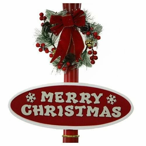 Fraser Hill Farm Let It Snow Series 69" Snow Globe Lamp Post In Red W/ Santa, 2 Signs, Cascading Snow, Carols 2 Fraser Hill Farm Let It Snow Series 69" Snow Globe Lamp Post In Red W/ Santa, 2 Signs, Cascading Snow, Carols - Image 2