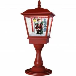 Fraser Hill Farm Let It Snow Series 25" Musical Tabletop Lantern In Red Featuring Santa Scene And Snow