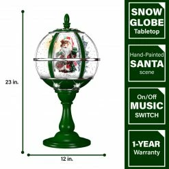 Fraser Hill Farm Let It Snow Series 23" Musical Tabletop Globe In Green Featuring Santa Scene And Snow 8 Fraser Hill Farm Let It Snow Series 23" Musical Tabletop Globe In Green Featuring Santa Scene And Snow -Christmas store unnamed file 2351