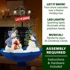 Fraser Hill Farm Let It Snow Series 67" Musical Snowman Family Scene W/ Blue Umbrella Base And Snow -Christmas store unnamed file 2357