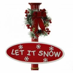 Fraser Hill Farm Let It Snow Series 69" Musical Globe Lamp Post In Red Featuring Santa Scene And Snow -Christmas store unnamed file 2368