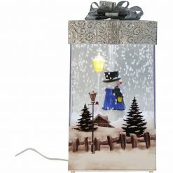 Fraser Hill Farm Let It Snow Series 12-In. Christmas Gift Shadowbox W/ Snowman Silver Bow, Animated Musical Snow -Christmas store unnamed file 2375