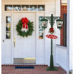 Fraser Hill Farm Let It Snow Series 74-In. Double Street Lamp W/ 1 Santa, 1 Snowman, Animated Musical Snow -Christmas store unnamed file 2384