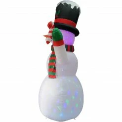 Fraser Hill Farm 8-Ft. Pre-Lit Multi-Color Inflatable Snowman with Peppermint Buttons And Candy Cane -Christmas store unnamed file 2416
