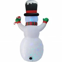 Fraser Hill Farm 8-Ft. Pre-Lit Multi-Color Inflatable Snowman with Peppermint Buttons And Candy Cane -Christmas store unnamed file 2418