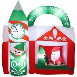 Fraser Hill Farm 6-Ft. Wide Pre-Lit Inflatable Santa's Workshop -Christmas store unnamed file 2425
