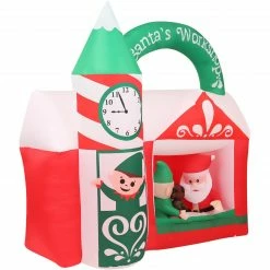 Fraser Hill Farm 6-Ft. Wide Pre-Lit Inflatable Santa's Workshop -Christmas store unnamed file 2426