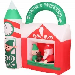 Fraser Hill Farm 6-Ft. Wide Pre-Lit Inflatable Santa's Workshop -Christmas store unnamed file 2427