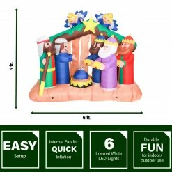 Fraser Hill Farm 5-Ft. Pre-Lit Inflatable Nativity Scene With 3 Wisemen Presenting Gifts -Christmas store unnamed file 2459