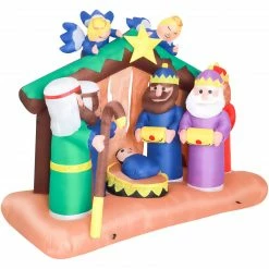 Fraser Hill Farm 5-Ft. Pre-Lit Inflatable Nativity Scene With 3 Wisemen Presenting Gifts -Christmas store unnamed file 2463