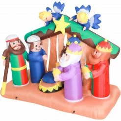 Fraser Hill Farm 5-Ft. Pre-Lit Inflatable Nativity Scene With 3 Wisemen Presenting Gifts -Christmas store unnamed file 2464