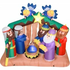 Fraser Hill Farm 5-Ft. Pre-Lit Inflatable Nativity Scene With 3 Wisemen Presenting Gifts -Christmas store unnamed file 2468