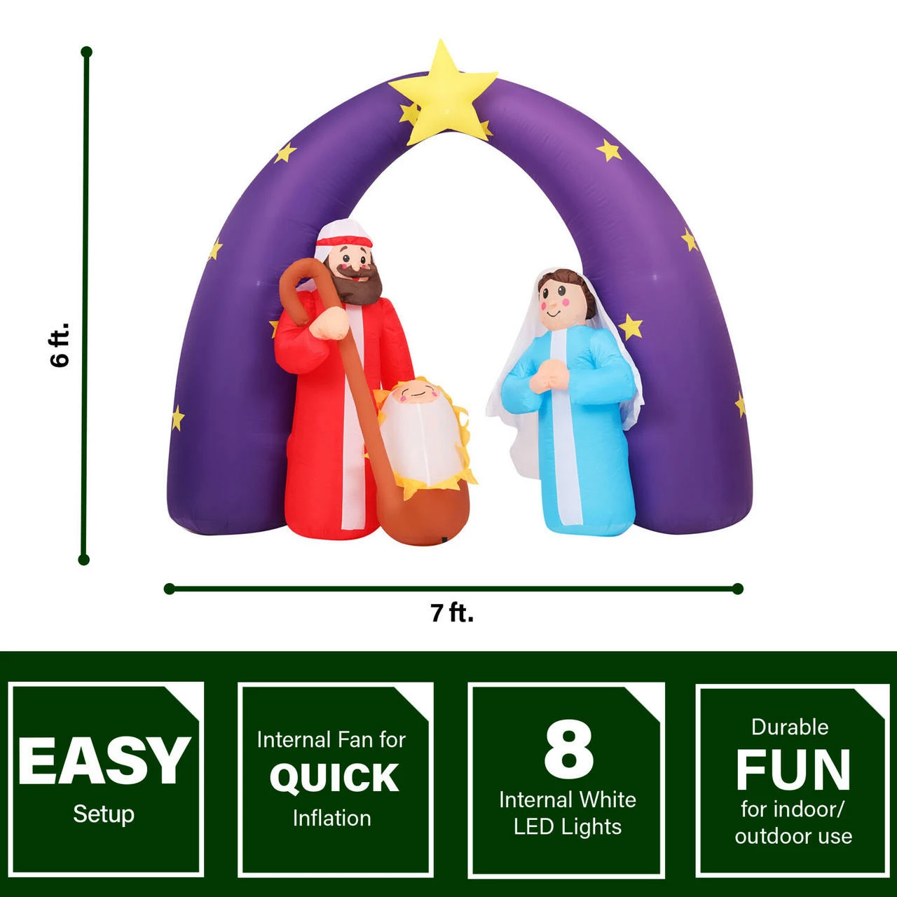 Fraser Hill Farm 7-Ft. Pre-Lit Inflatable Nativity Scene 3 Fraser Hill Farm 7-Ft. Pre-Lit Inflatable Nativity Scene - Image 3