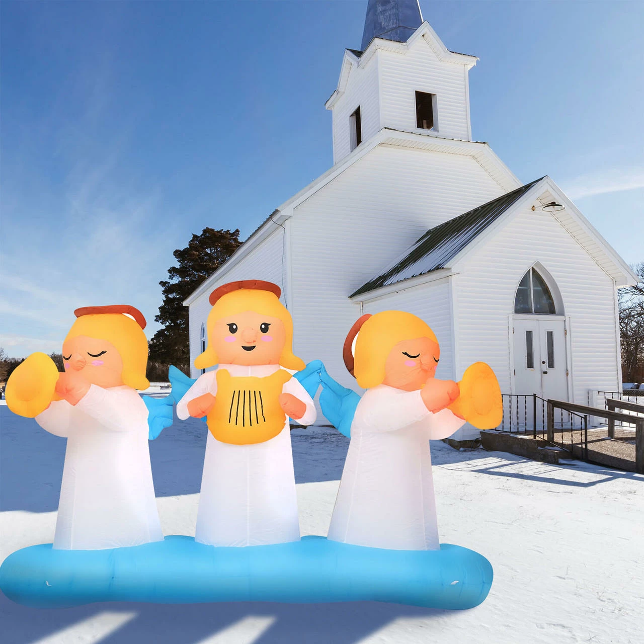 Fraser Hill Farm 8-Ft. Pre-Lit Inflatable Angel Trio 6 Fraser Hill Farm 8-Ft. Pre-Lit Inflatable Angel Trio - Image 6