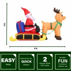 Fraser Hill Farm 4-Ft. Tall Pre-Lit Inflatable Santa In Sleigh -Christmas store unnamed file 2571