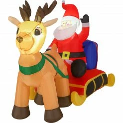 Fraser Hill Farm 4-Ft. Tall Pre-Lit Inflatable Santa In Sleigh -Christmas store unnamed file 2574