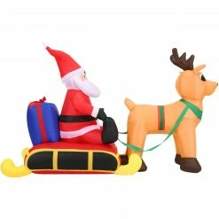 Fraser Hill Farm 4-Ft. Tall Pre-Lit Inflatable Santa In Sleigh -Christmas store unnamed file 2575