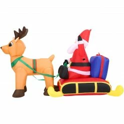 Fraser Hill Farm 4-Ft. Tall Pre-Lit Inflatable Santa In Sleigh -Christmas store unnamed file 2578