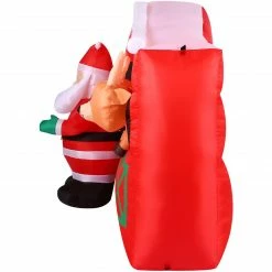 Fraser Hill Farm 4-Ft. Tall Pre-Lit Inflatable Santa In Reindeer Stable -Christmas store unnamed file 2601
