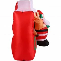 Fraser Hill Farm 4-Ft. Tall Pre-Lit Inflatable Santa In Reindeer Stable -Christmas store unnamed file 2602
