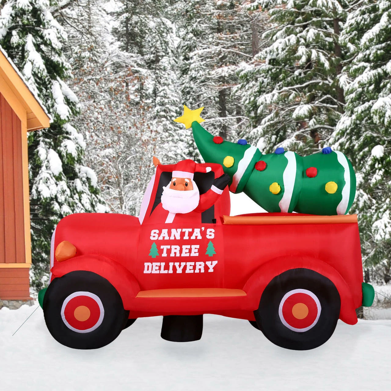 Fraser Hill Farm 6-Ft. Tall Pre-Lit Inflatable Christmas Pickup Truck 6 Fraser Hill Farm 6-Ft. Tall Pre-Lit Inflatable Christmas Pickup Truck - Image 6