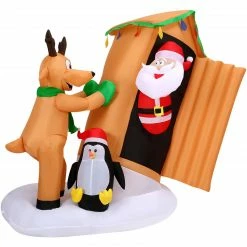 Fraser Hill Farm 4-Ft. Tall Pre-Lit Inflatable Santa In Outhouse