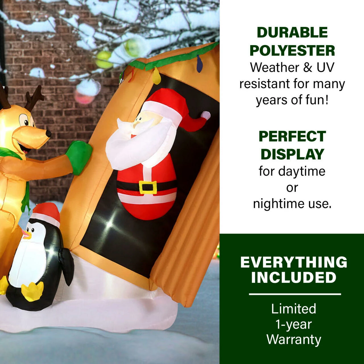 Fraser Hill Farm 4-Ft. Tall Pre-Lit Inflatable Santa In Outhouse 2 Fraser Hill Farm 4-Ft. Tall Pre-Lit Inflatable Santa In Outhouse - Image 2