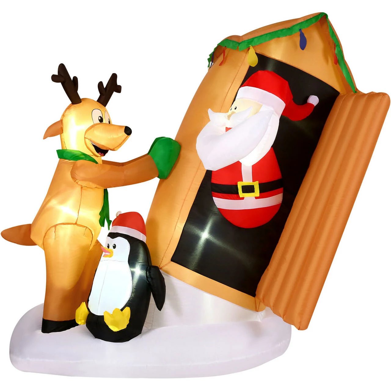Fraser Hill Farm 4-Ft. Tall Pre-Lit Inflatable Santa In Outhouse 6 Fraser Hill Farm 4-Ft. Tall Pre-Lit Inflatable Santa In Outhouse - Image 6