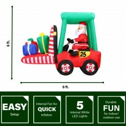 Fraser Hill Farm 6-Ft. Pre-Lit Inflatable Santa In Fork Lift, -Christmas store unnamed file 2638