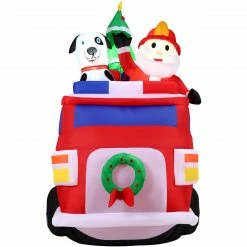 Fraser Hill Farm 7-Ft. Pre-Lit Inflatable Santa In Fire Truck, -Christmas store unnamed file 2652