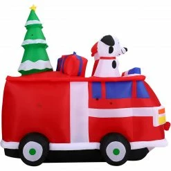 Fraser Hill Farm 7-Ft. Pre-Lit Inflatable Santa In Fire Truck, -Christmas store unnamed file 2654